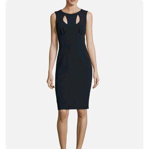 Milly Cressida Crepe Navy Cutout Sheath Dress Scoop Neck Size 6
